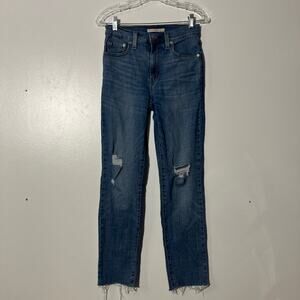 Levi’s 724 High Rise Skinny Fit Distressed 5 Pocket Blue Denim Jeans Women’s 28